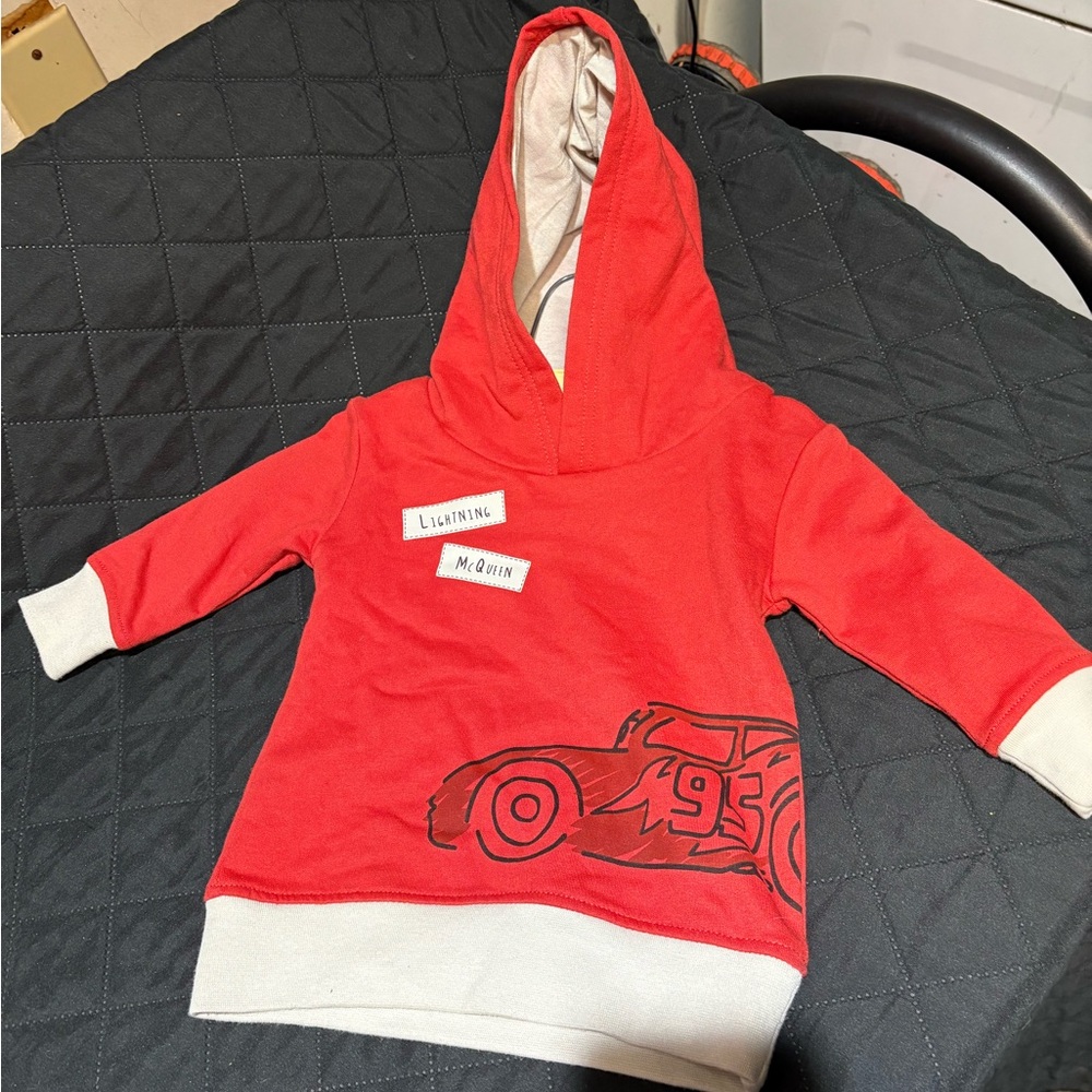 Disney Red Lightning McQueen Hoodie with Cream Accents